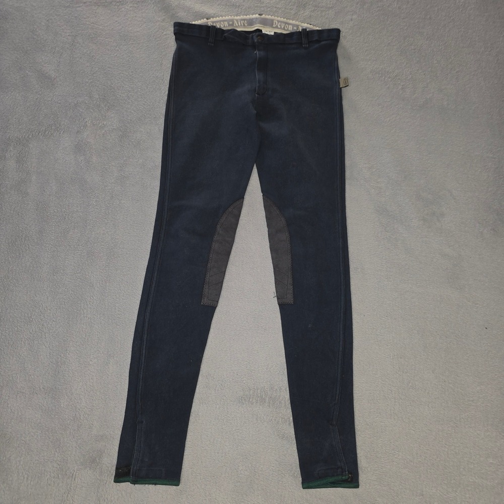 Devon Aire Womens Navy Blue Knee Patch Equestrian Breeches Riding Pants Large - Picture 2 of 16